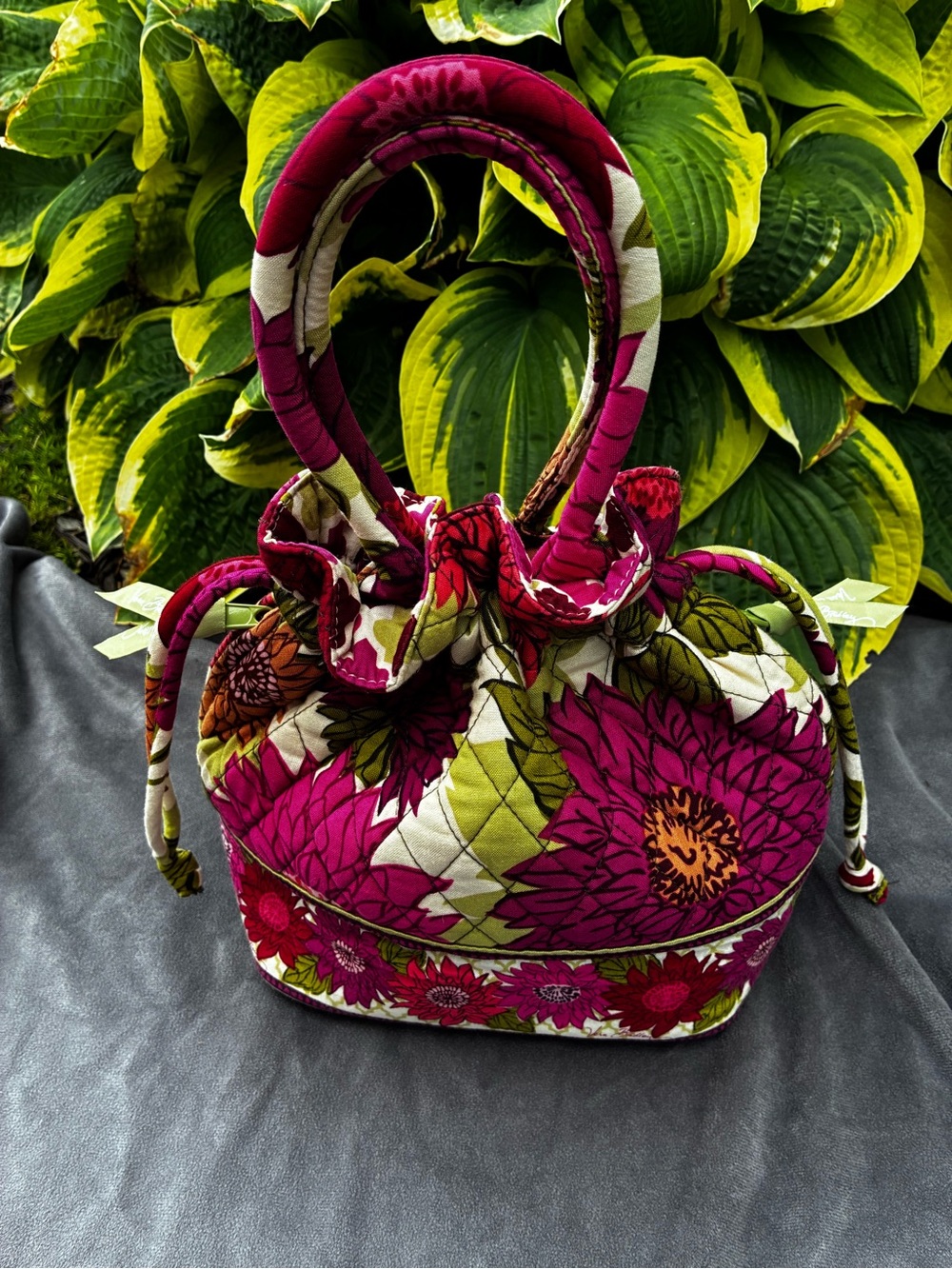 Women’s Vera BradleySatchel. Quilted Floral Tote Bag in Magenta and Green - Picture 10 of 11